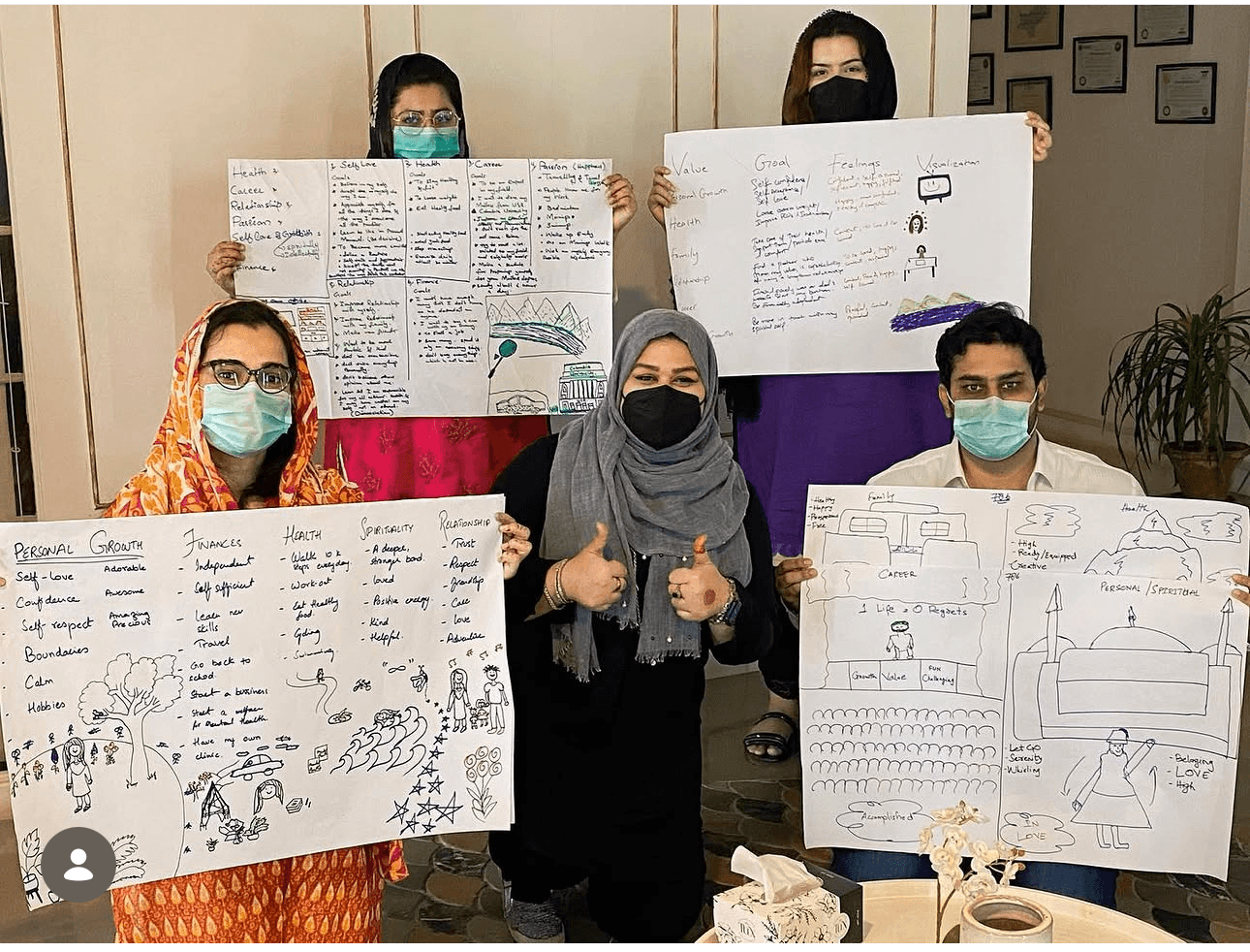 Trainees working through a workshop exercise