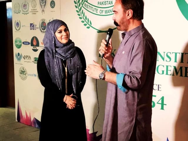 Marriam being interviewed at the Pakistan Institute of Management
